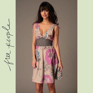 🍉 FREE PEOPLE Grey Gray Floral Dress Sundress